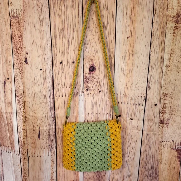 Handmade Macrame 2 tone shoulder bag purse with detachable strap - Picture 3 of 7